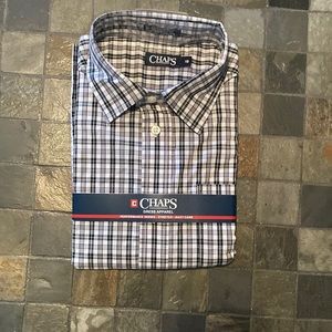 New size 18 boys black and white checkered button down dress shirt